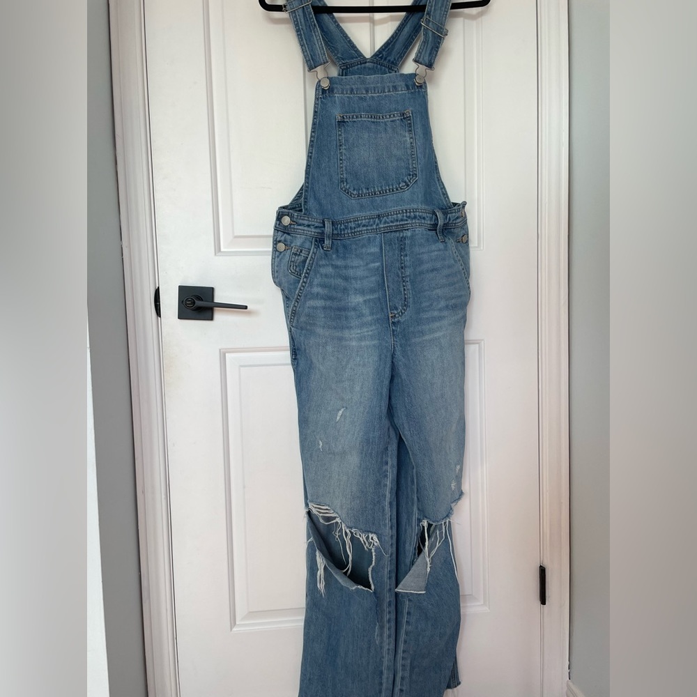 Distressed Denim Overalls